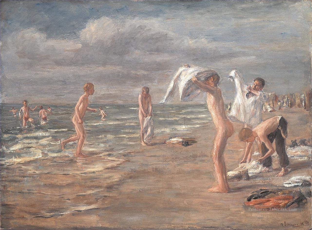 Garçons baignade Max Liebermann allemand impressionnisme enfants Peintures à l'huile
